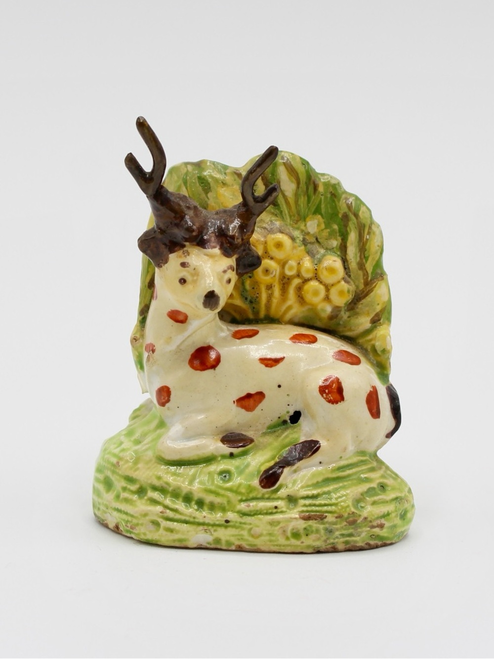 Antique Staffordshire Pearlware Recumbent Deer Figure C 1785-1820'